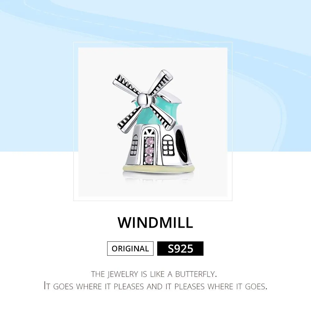 925 Sterling Silver Windmill Beads For Diy Bracelets & Necklaces