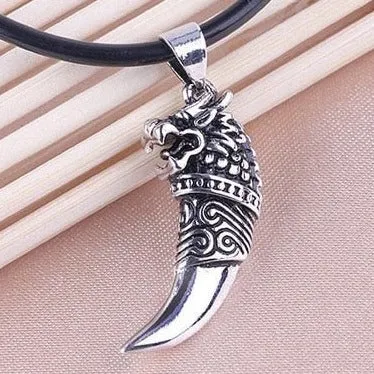 925 Sterling Silver Wolf Tooth Men's Pendant Necklaces