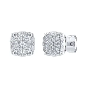 9ct White Gold 0.15ct Diamonds Square Look Earrings