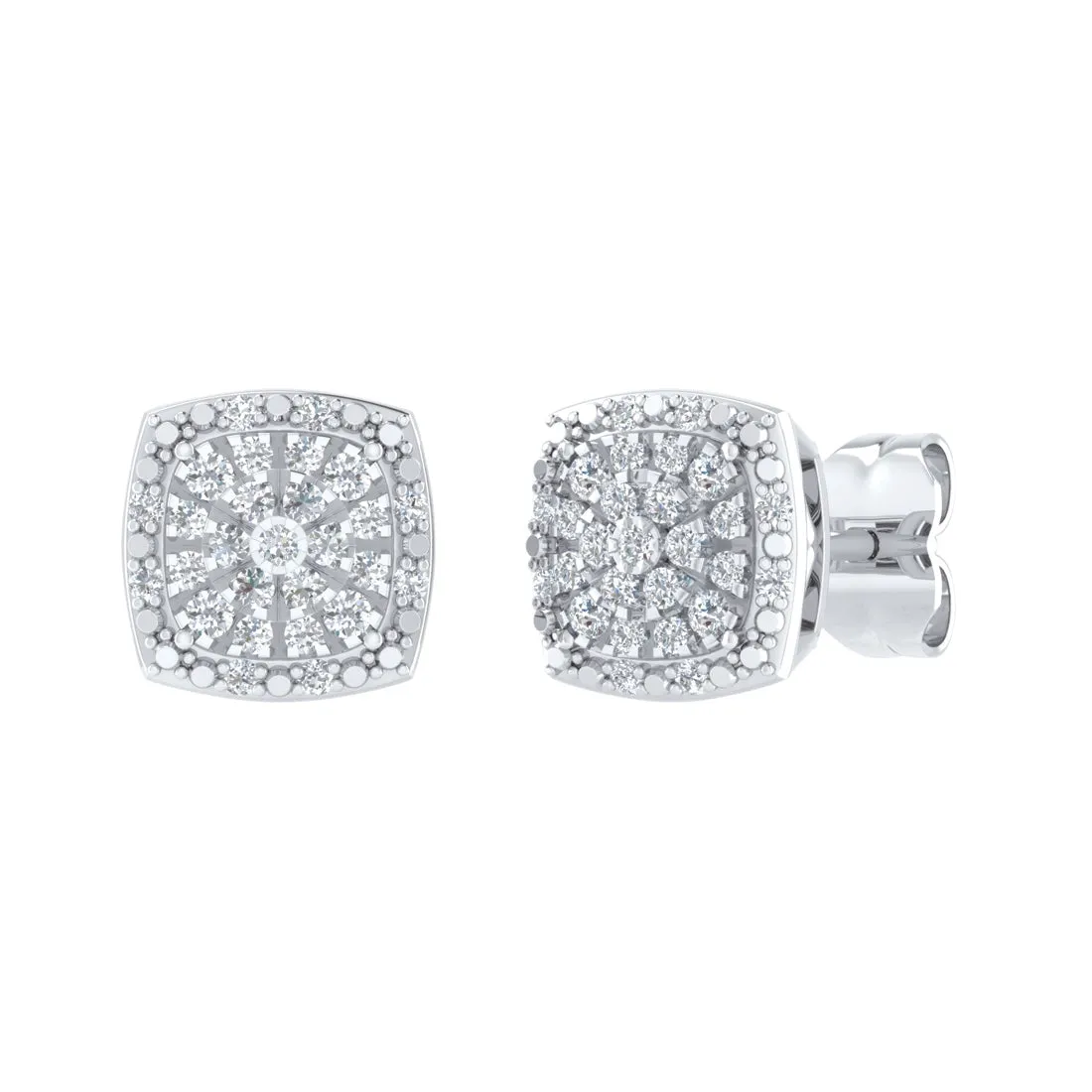 9ct White Gold 0.15ct Diamonds Square Look Earrings