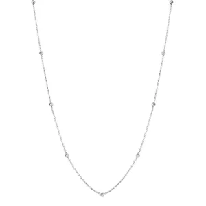 9ct White Gold Polished Ball Station Necklace GN380