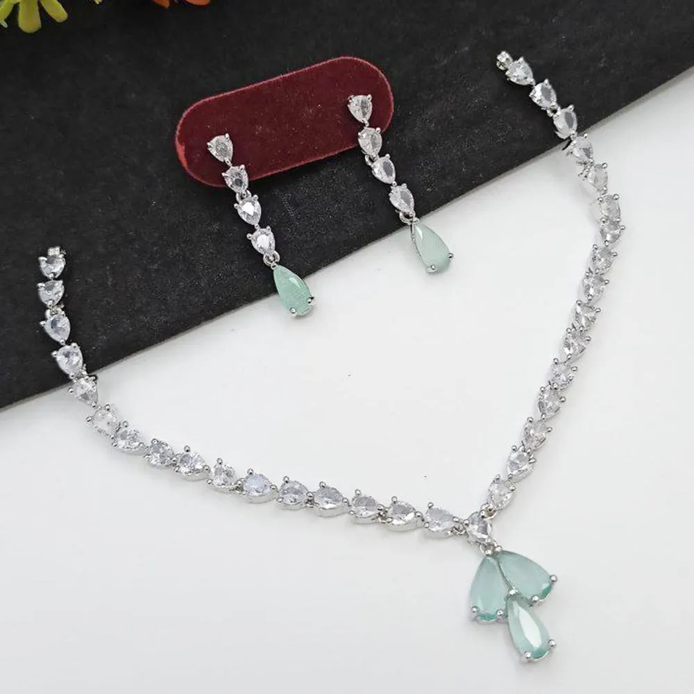 Aamrapali Silver Plated AD Necklace Set