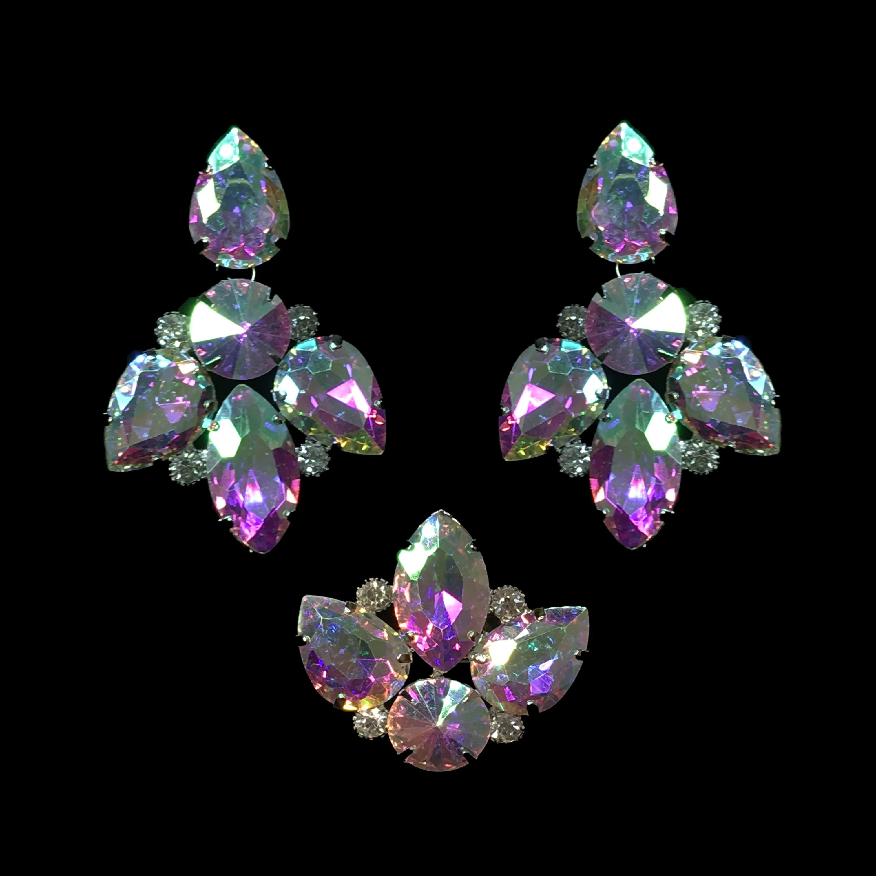 AB Crystal Simple Tear Drop Earrings