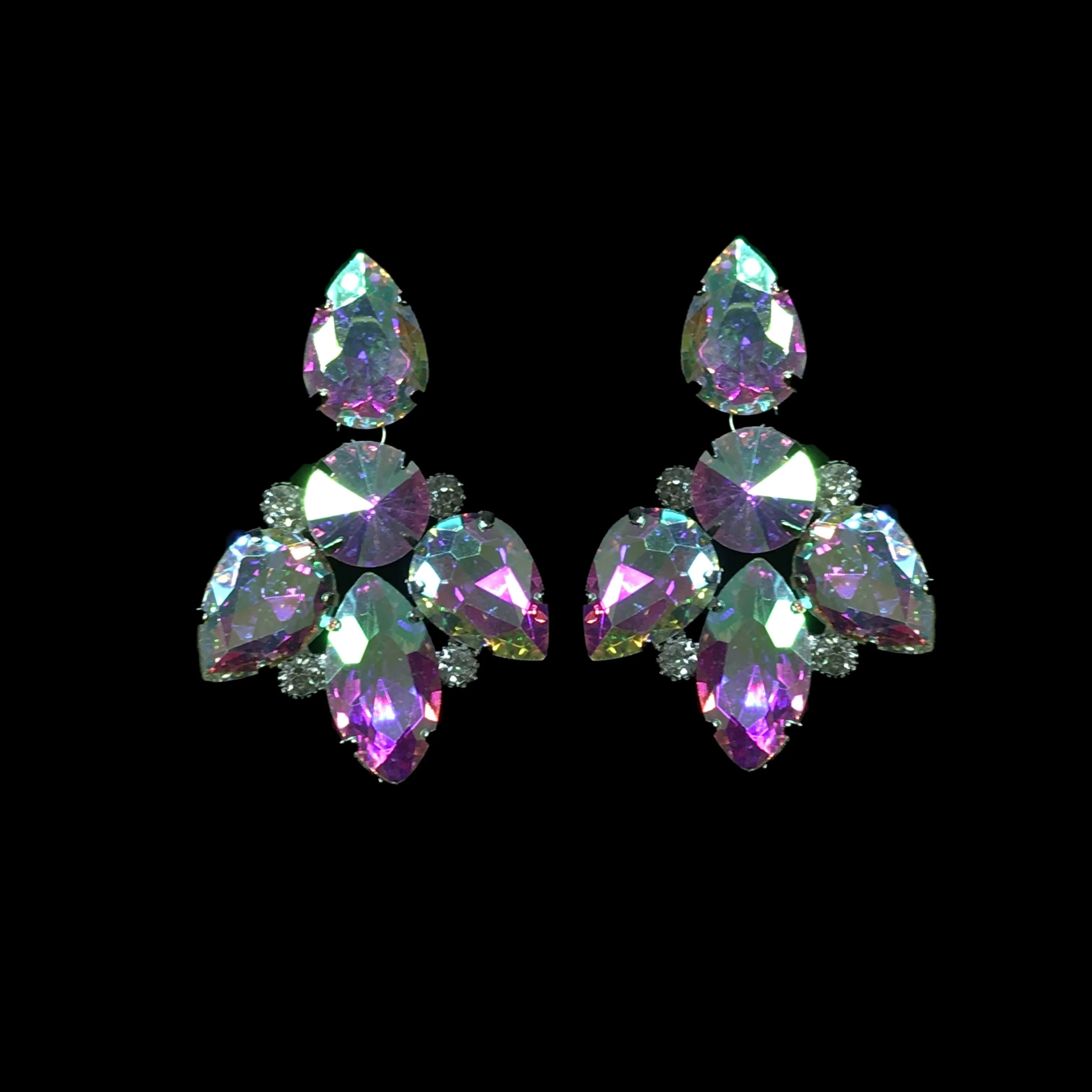 AB Crystal Simple Tear Drop Earrings