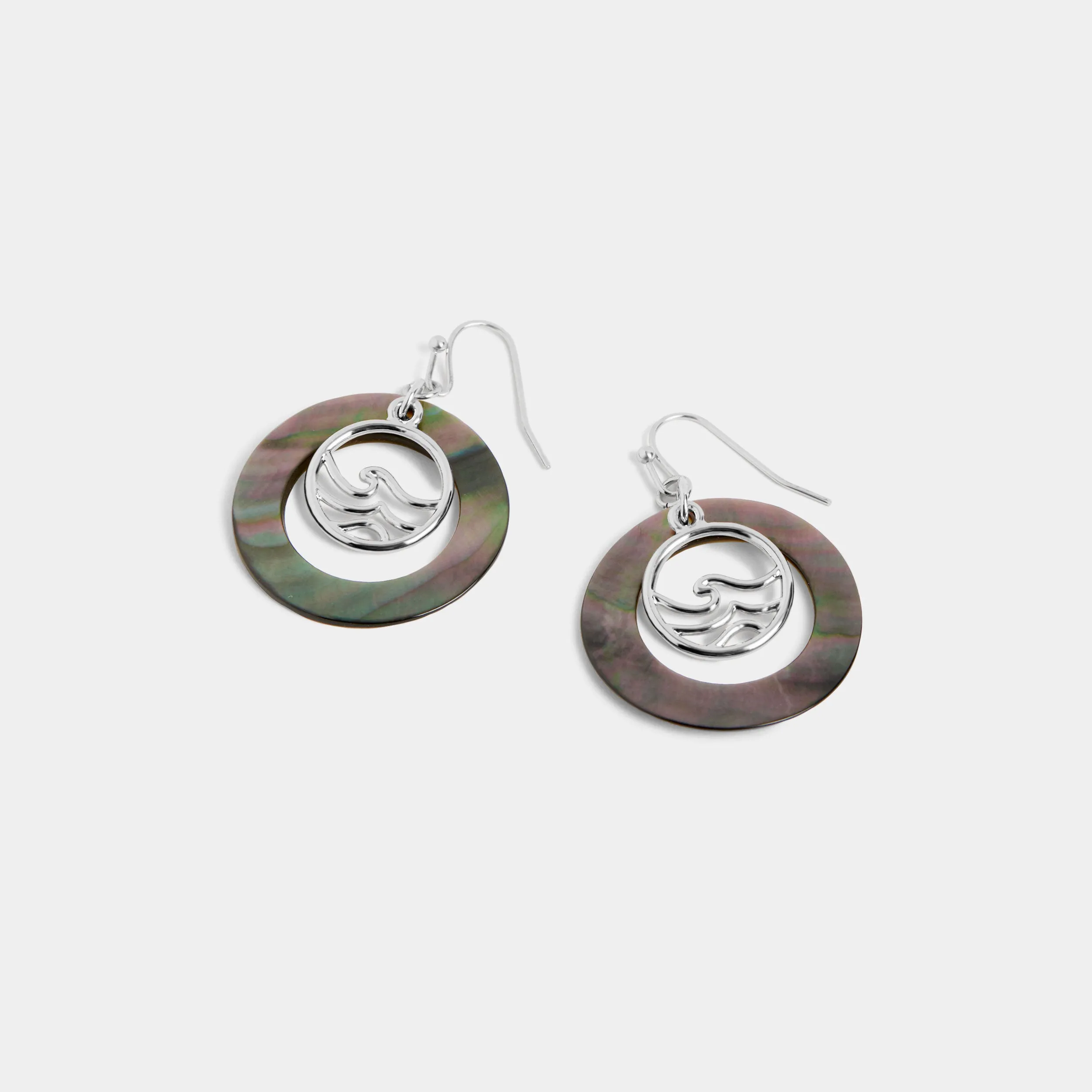 Abalone Sea Waves Earrings - Silver