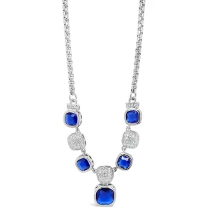 Absolute Silver Crystal & Midnight Blue Square Pendant Faceted Necklace