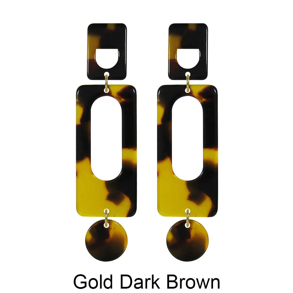 Acetate Resin Geometric Dangle Post Earrings