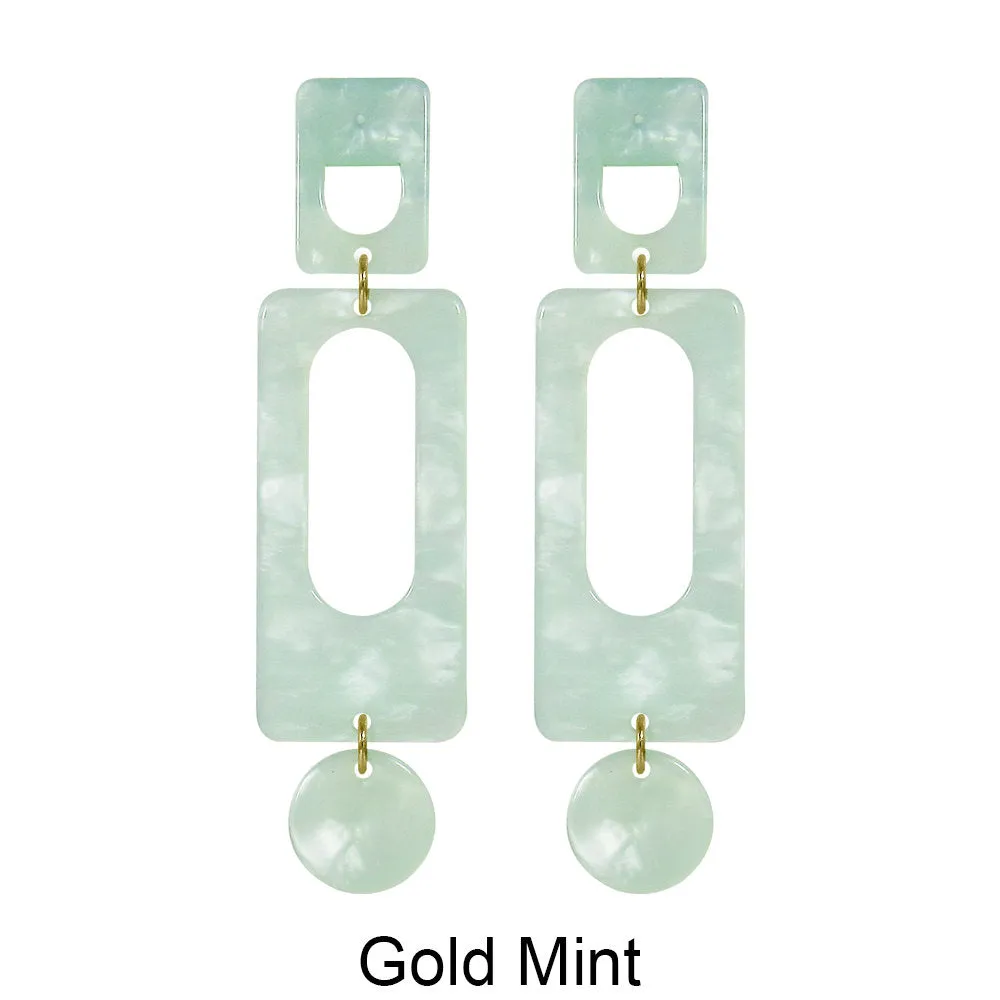 Acetate Resin Geometric Dangle Post Earrings