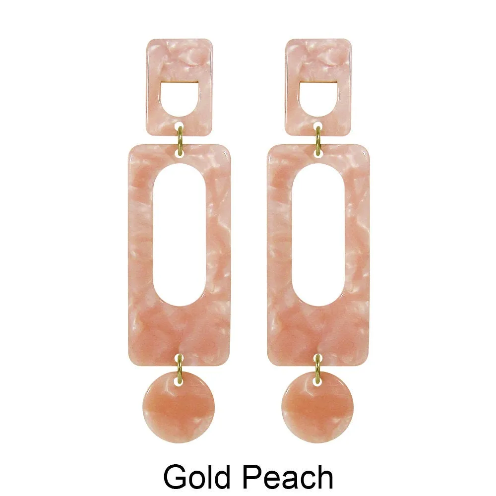 Acetate Resin Geometric Dangle Post Earrings