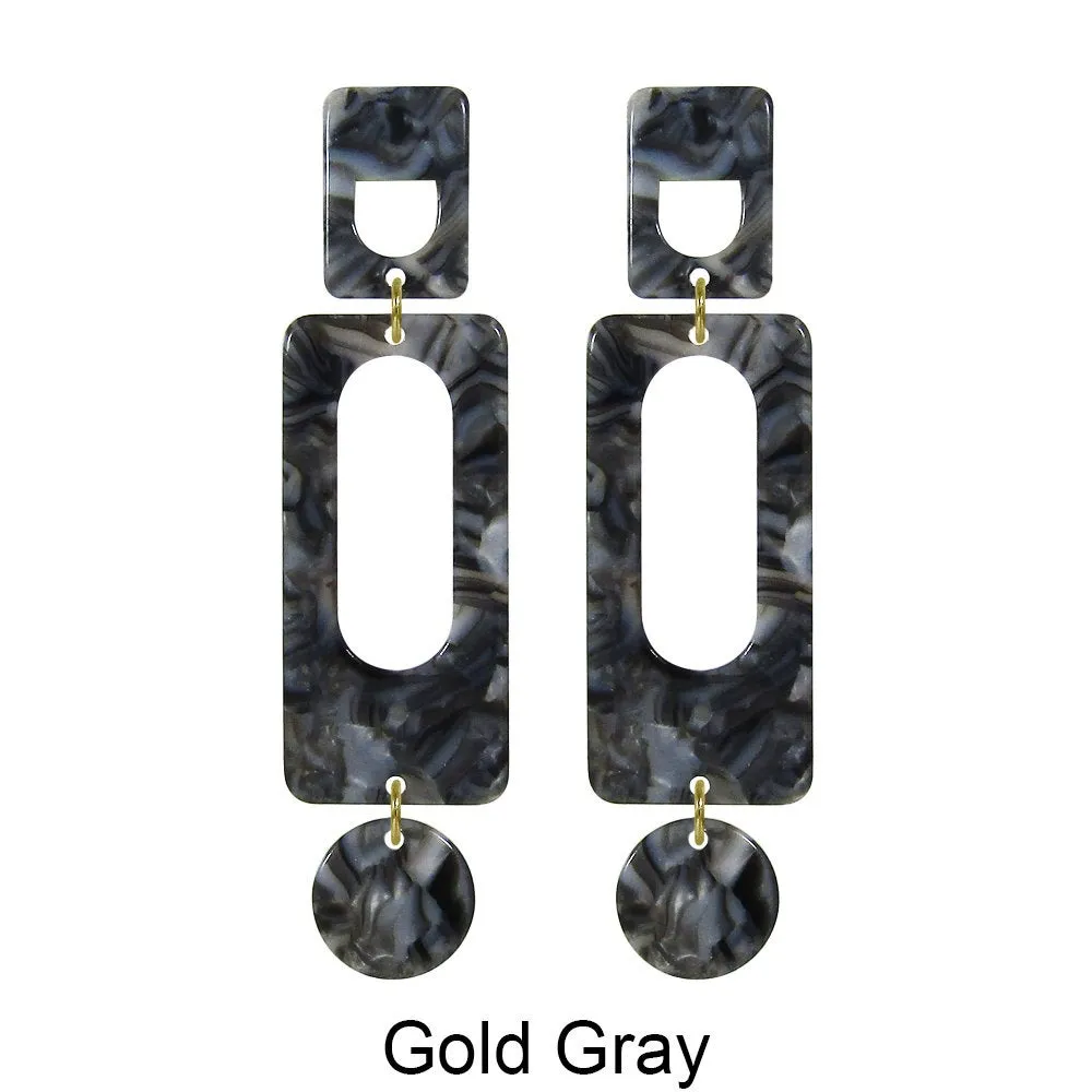 Acetate Resin Geometric Dangle Post Earrings