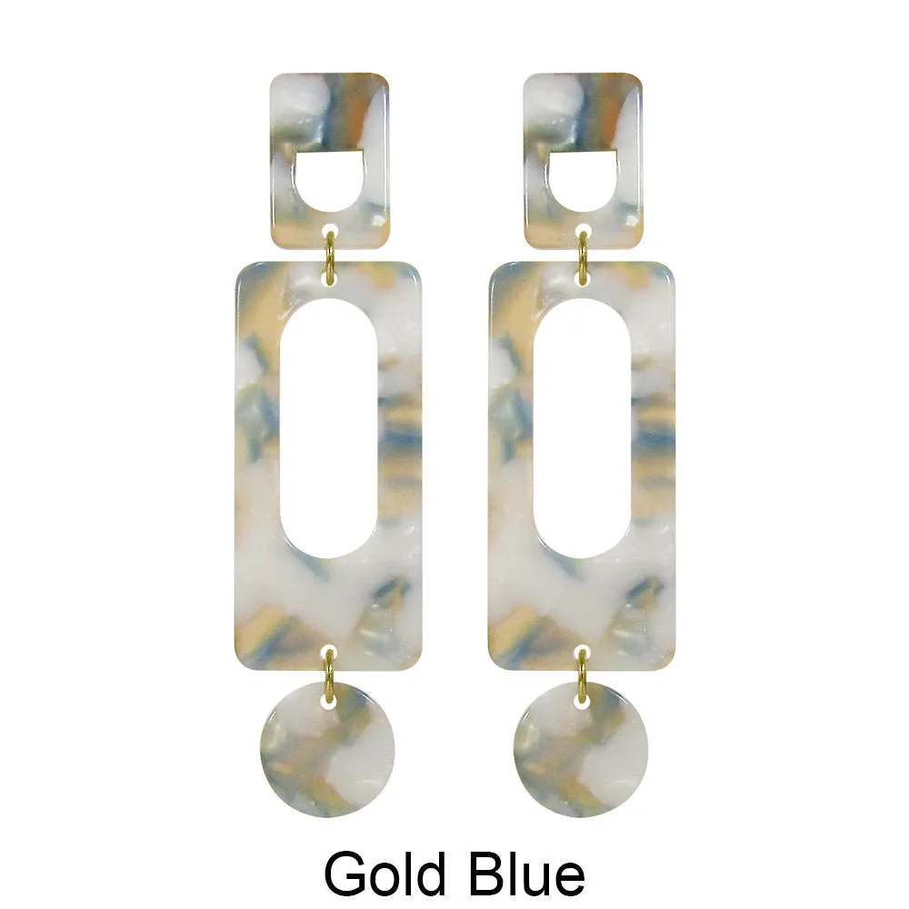 Acetate Resin Geometric Dangle Post Earrings