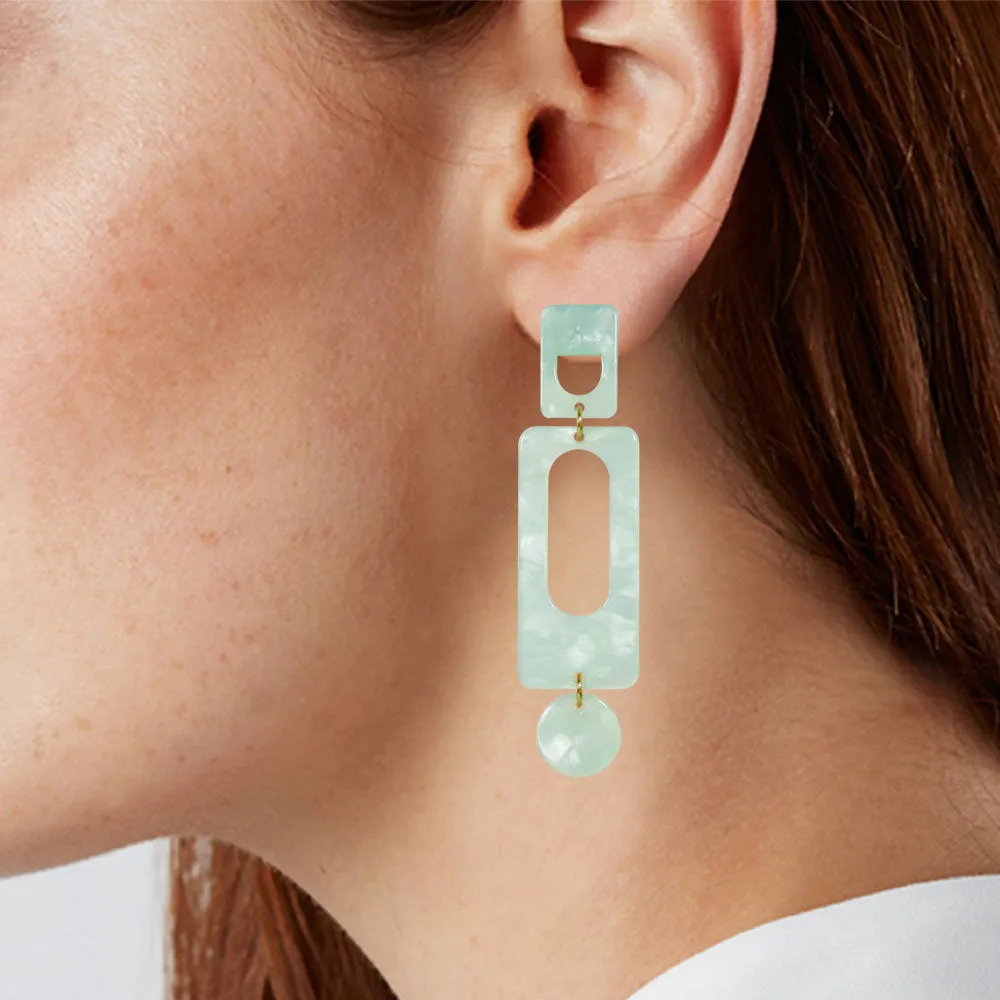 Acetate Resin Geometric Dangle Post Earrings