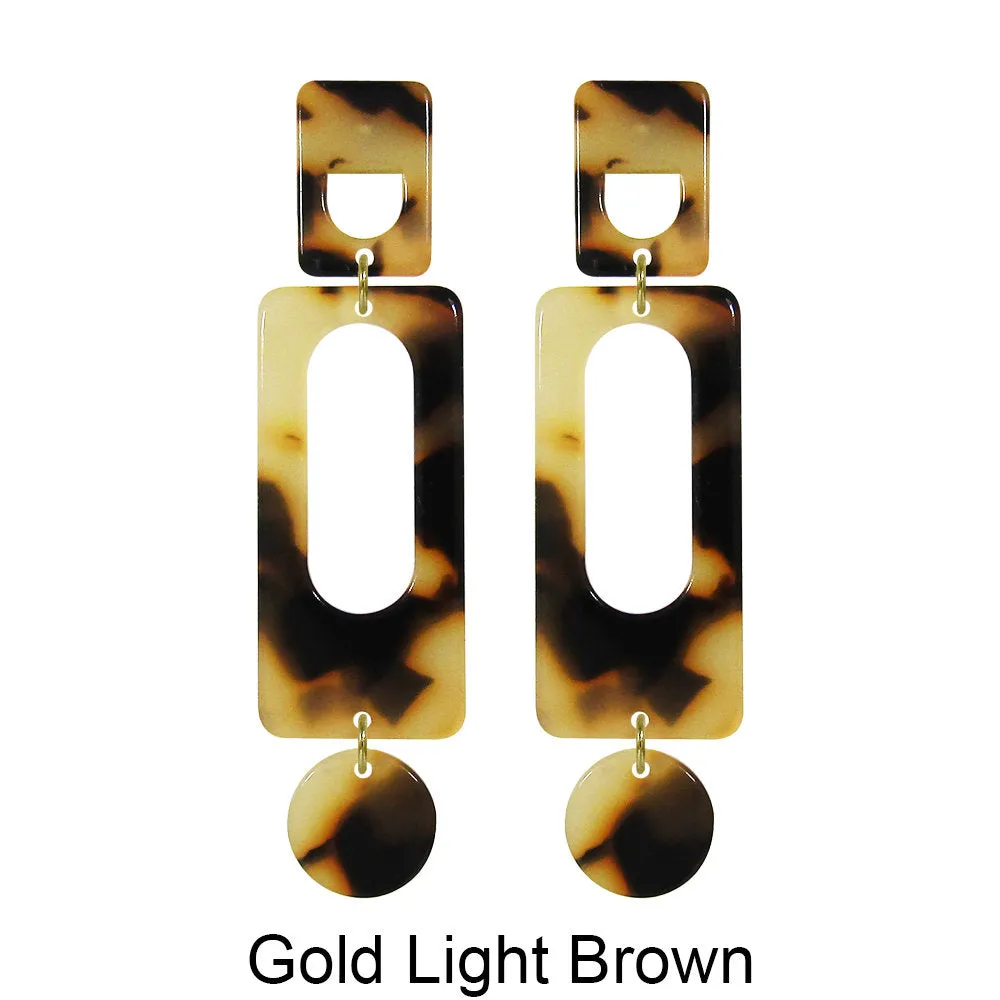 Acetate Resin Geometric Dangle Post Earrings