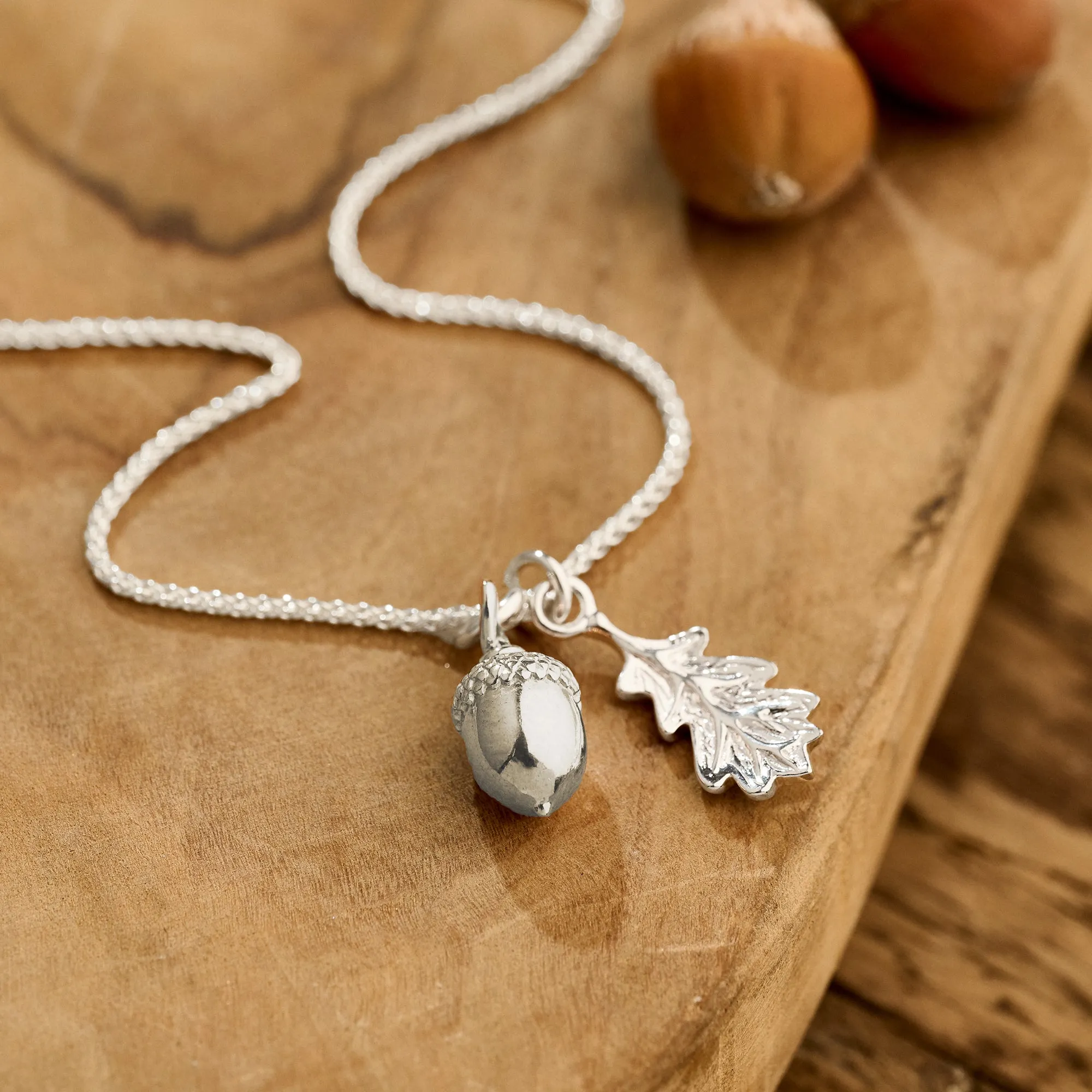 Acorn & Oak Leaf Silver Necklace