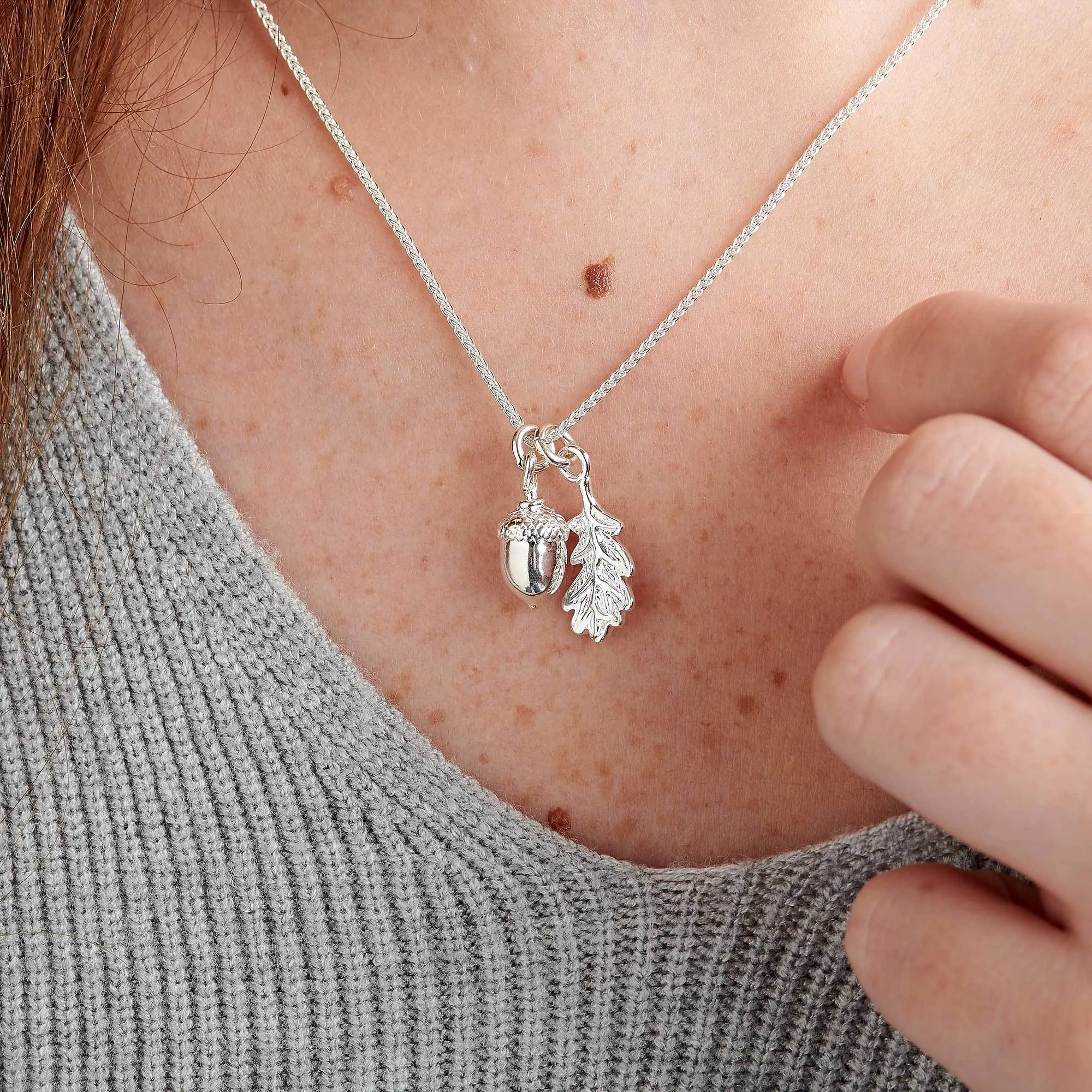 Acorn & Oak Leaf Silver Necklace