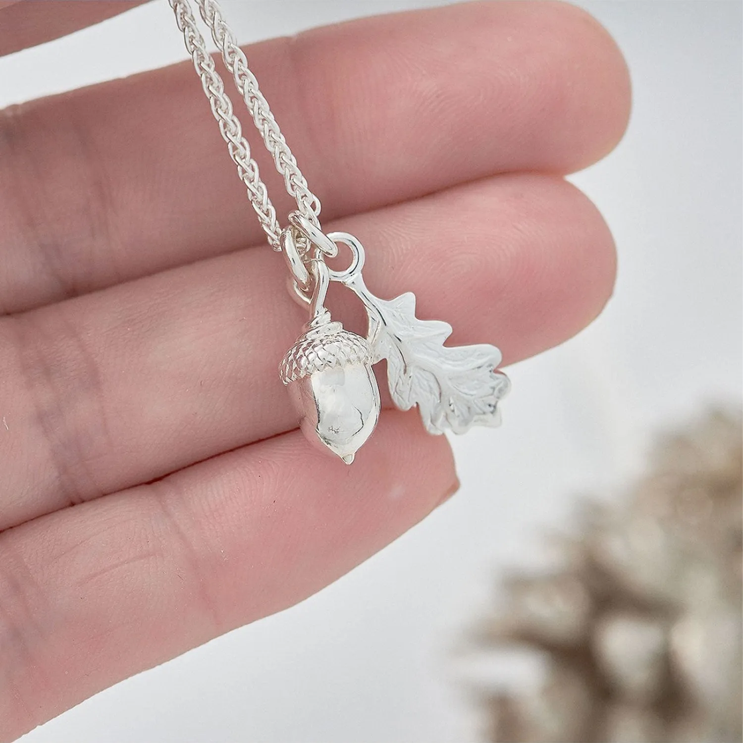 Acorn & Oak Leaf Silver Necklace