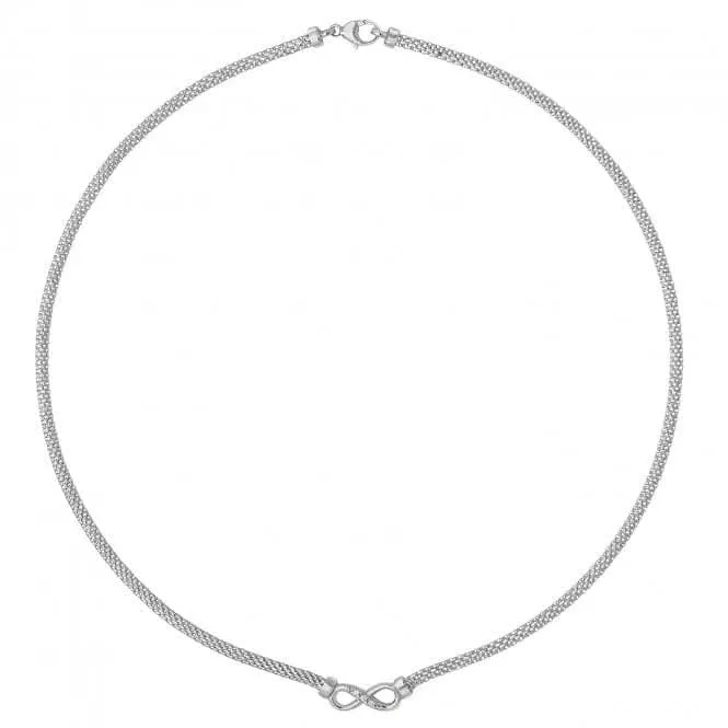 Acotis Silver Necklace Rhodium Plated Mesh Zirconia Set  G3272