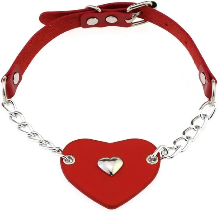 Adjustable Women Heart Choker Necklace Handmade Costume Cosplay Nightclub Punk Chain Neck Collar Choker