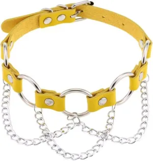 Adjustable Women Leather Choker Necklace Handmade Costume Cosplay Nightclub Punk Chain Neck Collar Choker