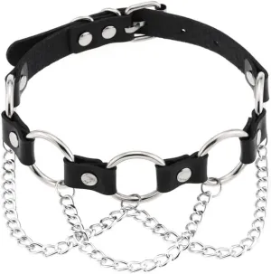 Adjustable Women Leather Choker Necklace Handmade Costume Cosplay Nightclub Punk Chain Neck Collar Choker