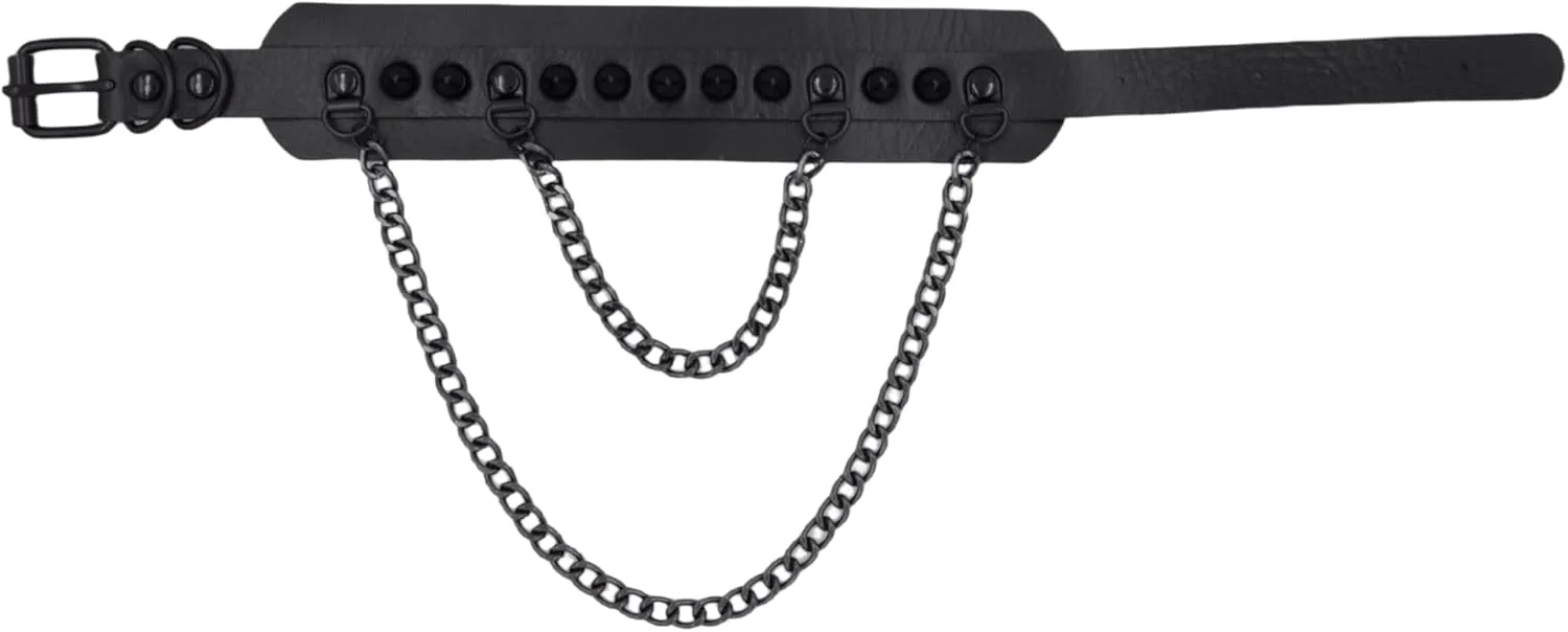 Adjustable Women's Collar Necklaces Leather Choker Necklaces with Layer PU Necklace Chain for Women Gothic Jewelry Black Bdsm Collar