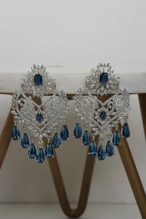 Aleena - Rhodium Plated AD Chandbali Earrings