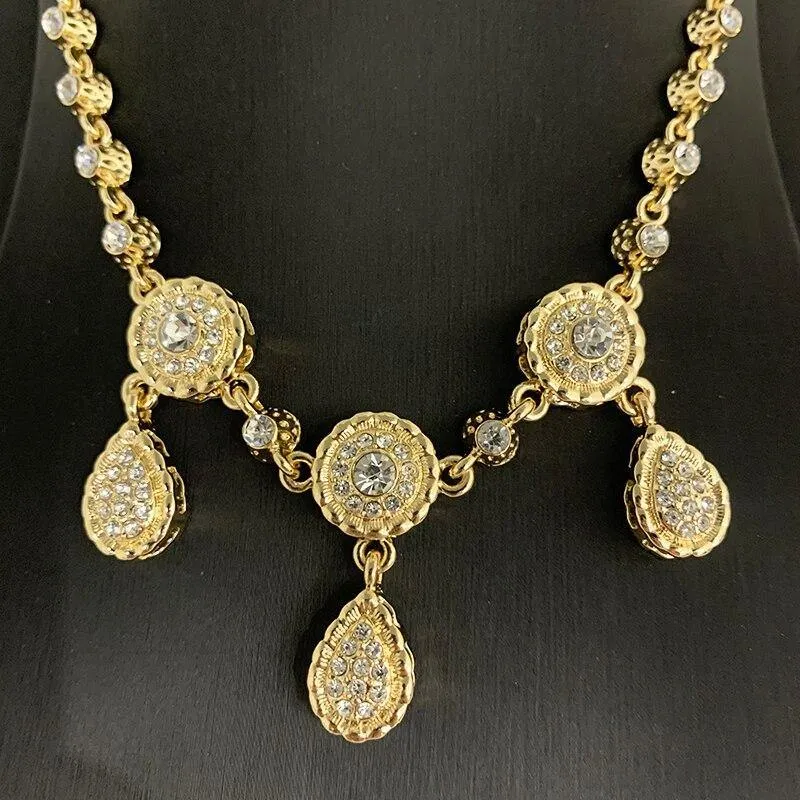 Algerian Style Vintage Crystal Tiara Necklace Dual Use Bridal Tiara