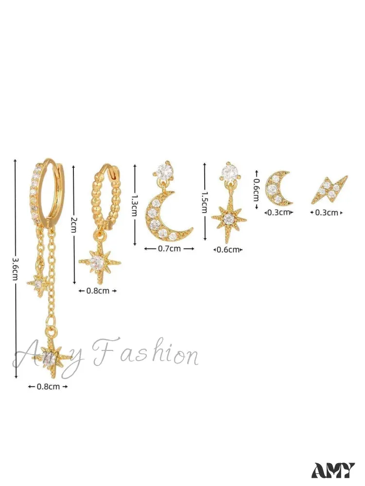 Amy Fashion - 1set Women's Golden Fashionable Single Earrings