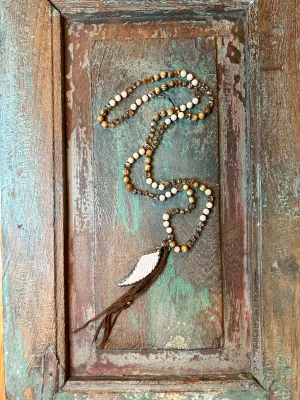 Angel Wing Stone and Crystal Necklace