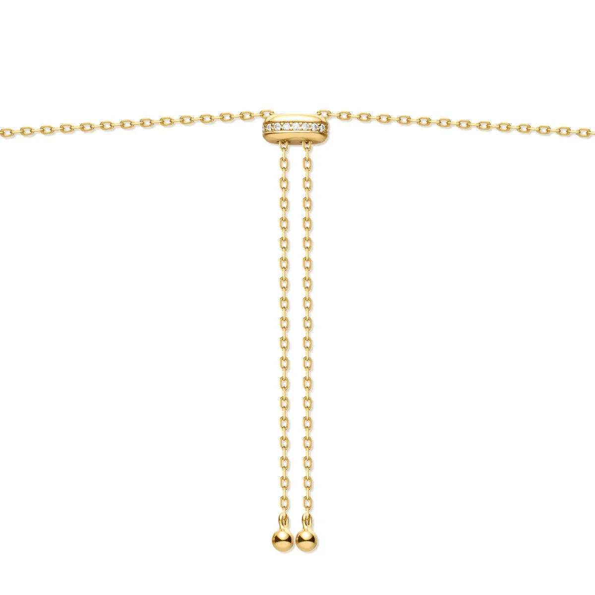 Ania Haie Gold Freshwater Pearl and White Cubic Zirconia Bezel Set Slider Necklace