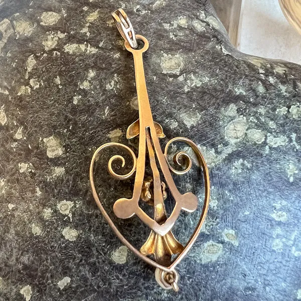 Antique Diamond & Pearl Lavalier Pendant