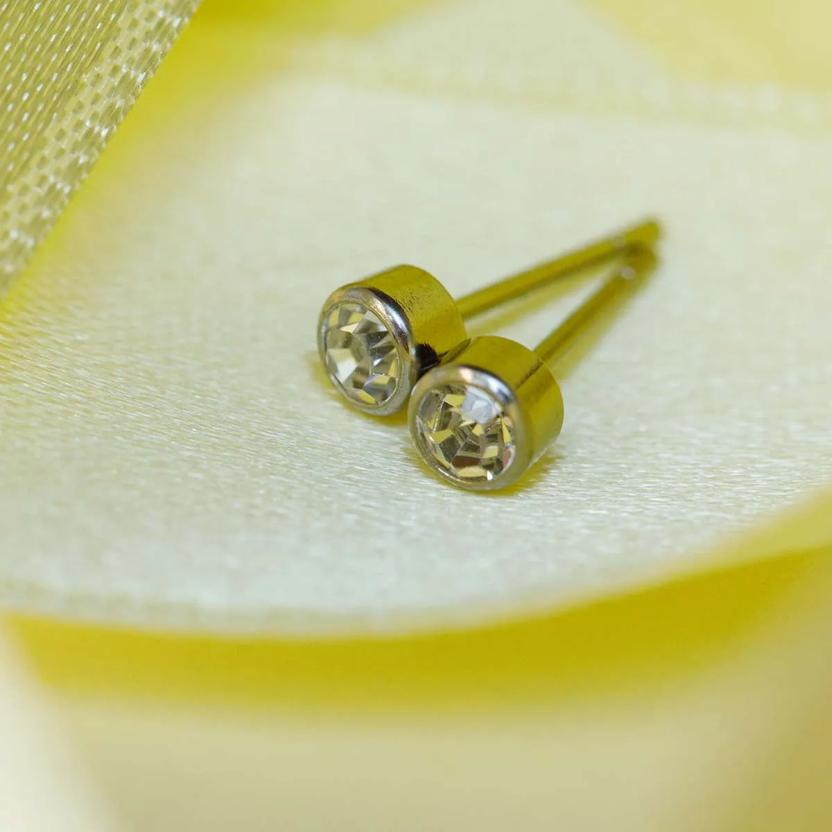 April Birthstone Bezel Stainless Steel Earrings