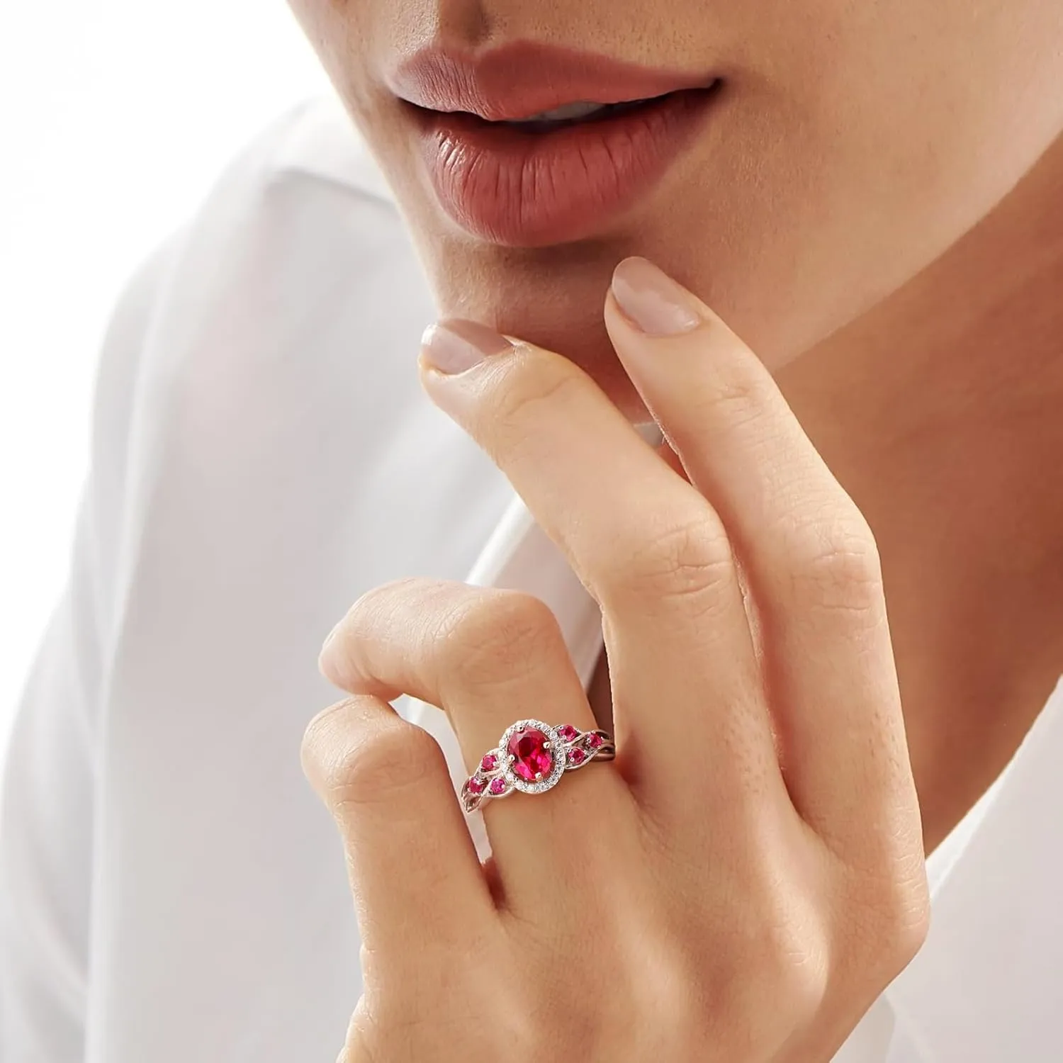 Aquamarine/Amethyst/Emerald/Sapphire/Ruby Engagement Ring for Women, 925 Sterling Silver Celtic Knot Ring Moissanite Inlaid Oval Shaped Birthstone Gemstone Cocktail Statement Rings