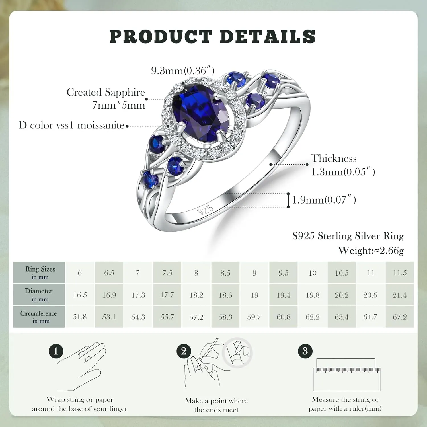 Aquamarine/Amethyst/Emerald/Sapphire/Ruby Engagement Ring for Women, 925 Sterling Silver Celtic Knot Ring Moissanite Inlaid Oval Shaped Birthstone Gemstone Cocktail Statement Rings