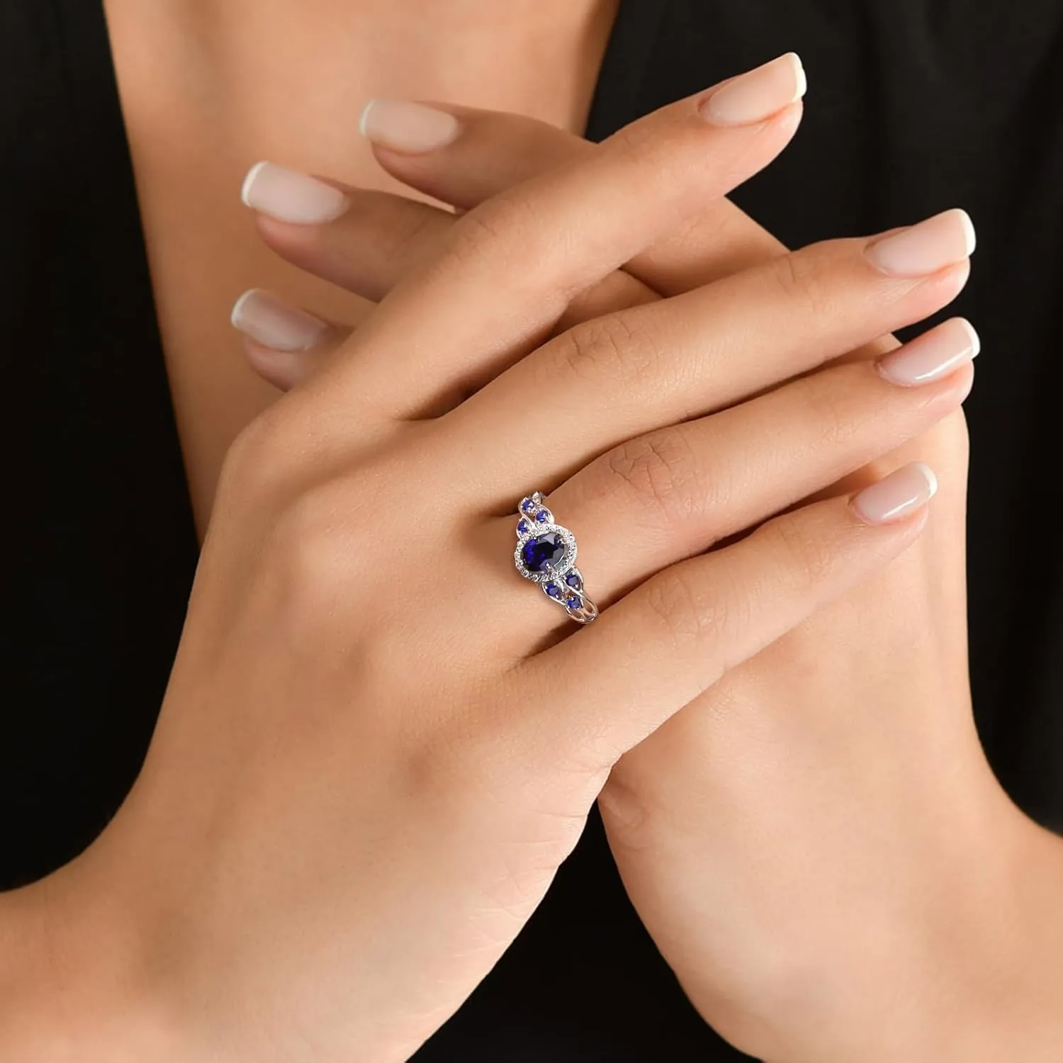 Aquamarine/Amethyst/Emerald/Sapphire/Ruby Engagement Ring for Women, 925 Sterling Silver Celtic Knot Ring Moissanite Inlaid Oval Shaped Birthstone Gemstone Cocktail Statement Rings