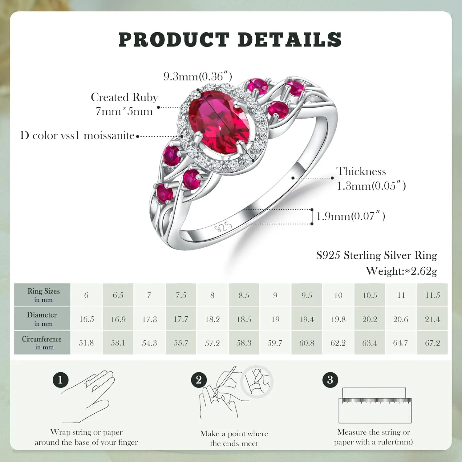 Aquamarine/Amethyst/Emerald/Sapphire/Ruby Engagement Ring for Women, 925 Sterling Silver Celtic Knot Ring Moissanite Inlaid Oval Shaped Birthstone Gemstone Cocktail Statement Rings