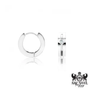 ARZ STEEL CZ STONE HUGGIES EARRINGS  - SILVER