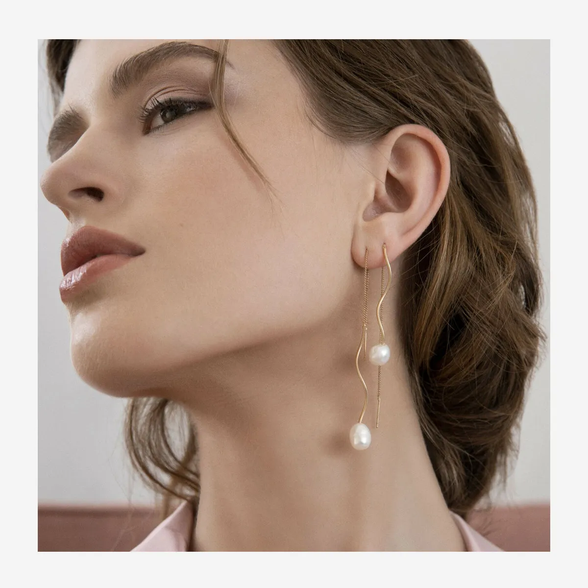 AUDREY SIMPLE ORGANIC CHAIN EARRING GOLD PLATING