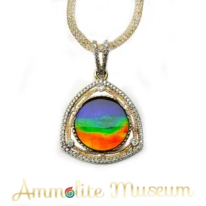 AURORA 14K Gold Classic Triplet Ammolite Pendant with Diamond