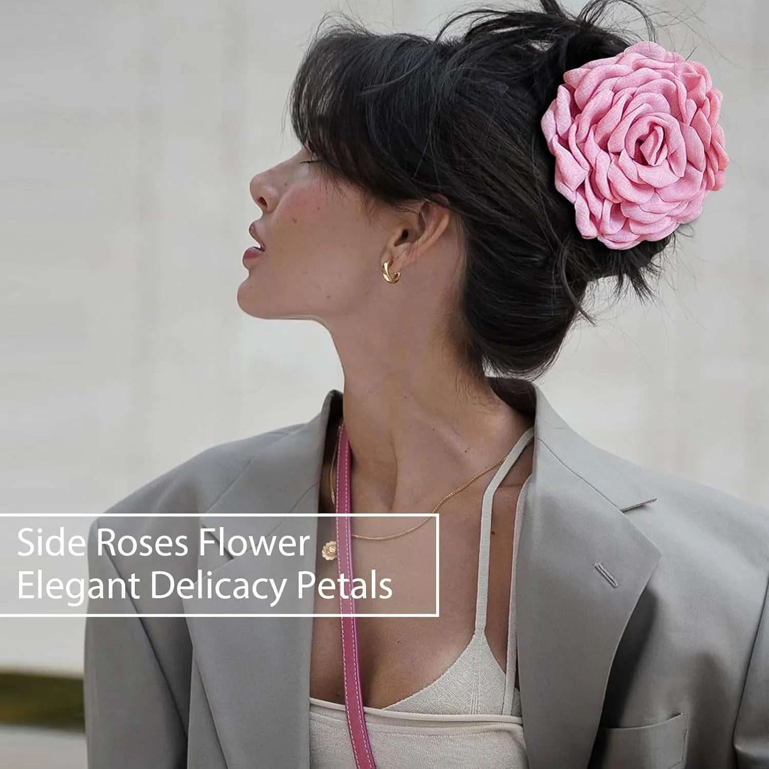 Babalet 2PCS Hair Clips for Women Large Rose Flower Hair Claw Clips for Thick Thin Long Hair Cute Hair Accessories(HotPink,Pink)