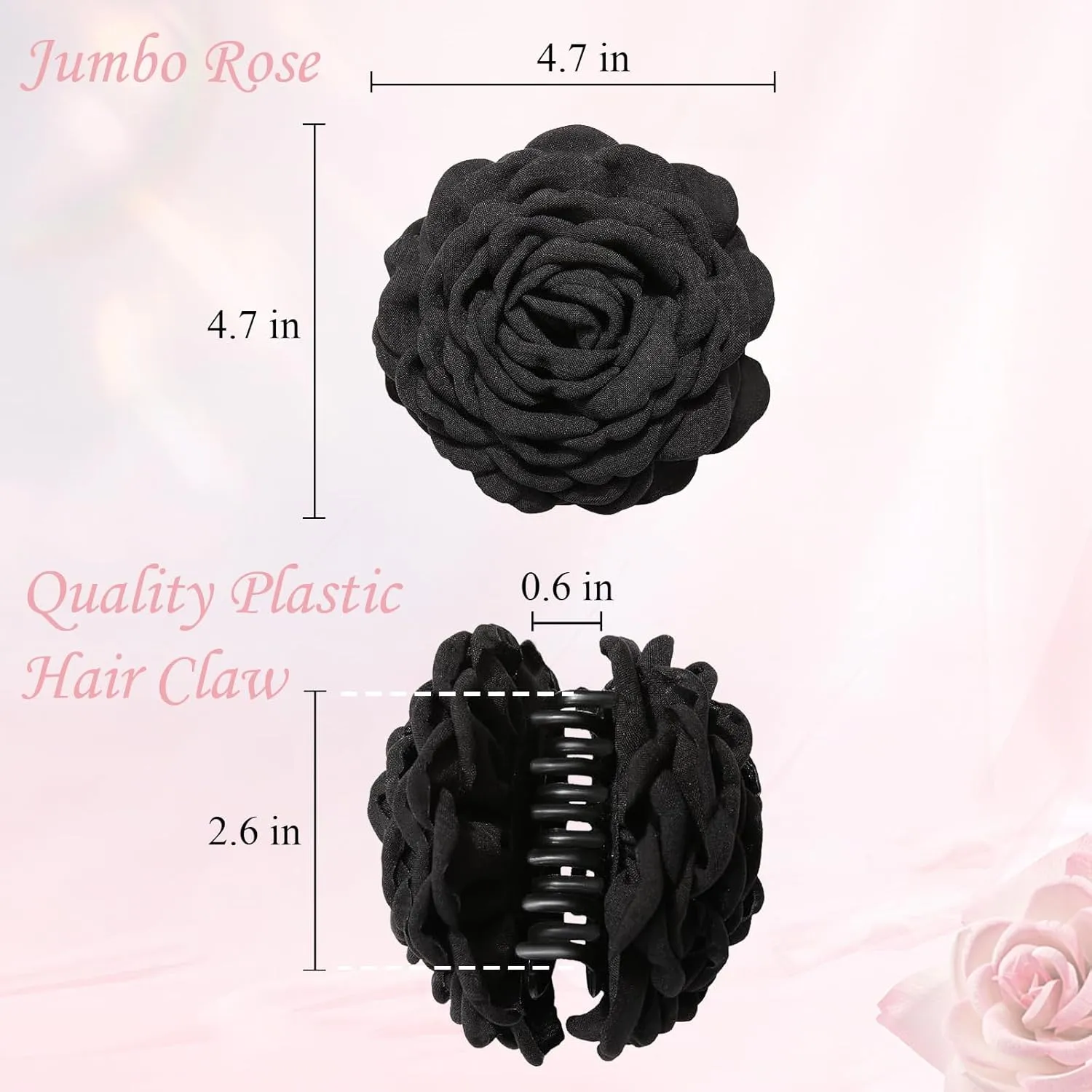 Babalet 2PCS Hair Clips for Women Large Rose Flower Hair Claw Clips for Thick Thin Long Hair Cute Hair Accessories(HotPink,Pink)