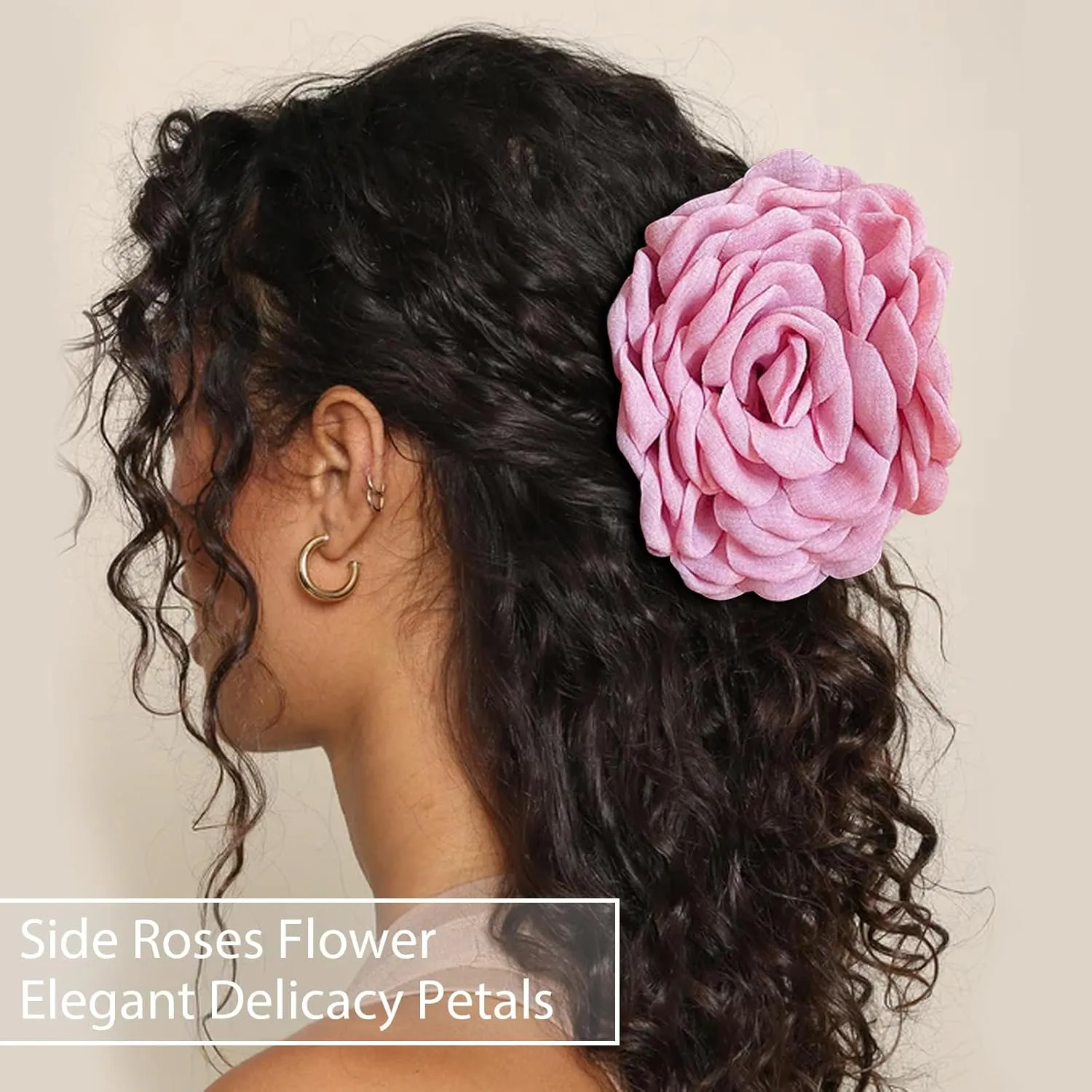 Babalet 2PCS Hair Clips for Women Large Rose Flower Hair Claw Clips for Thick Thin Long Hair Cute Hair Accessories(HotPink,Pink)
