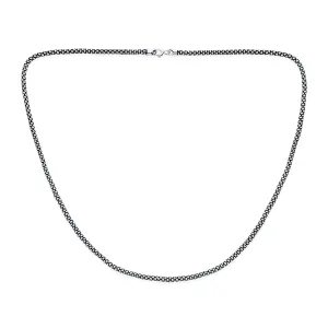 Bali Style Thin Sterling Silver Coreana Black Popcorn Chain Necklace 3MM