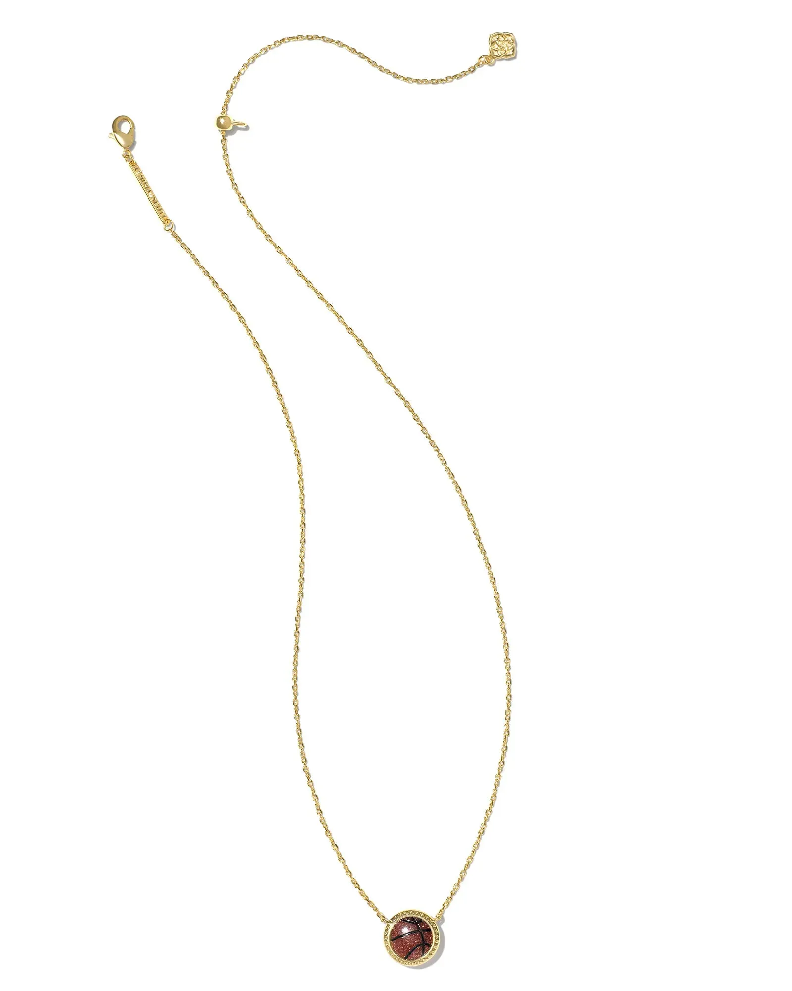 Basketball Short Pendant Necklace in Orange Goldstone (Silver or Gold)