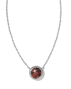 Basketball Short Pendant Necklace in Orange Goldstone (Silver or Gold)