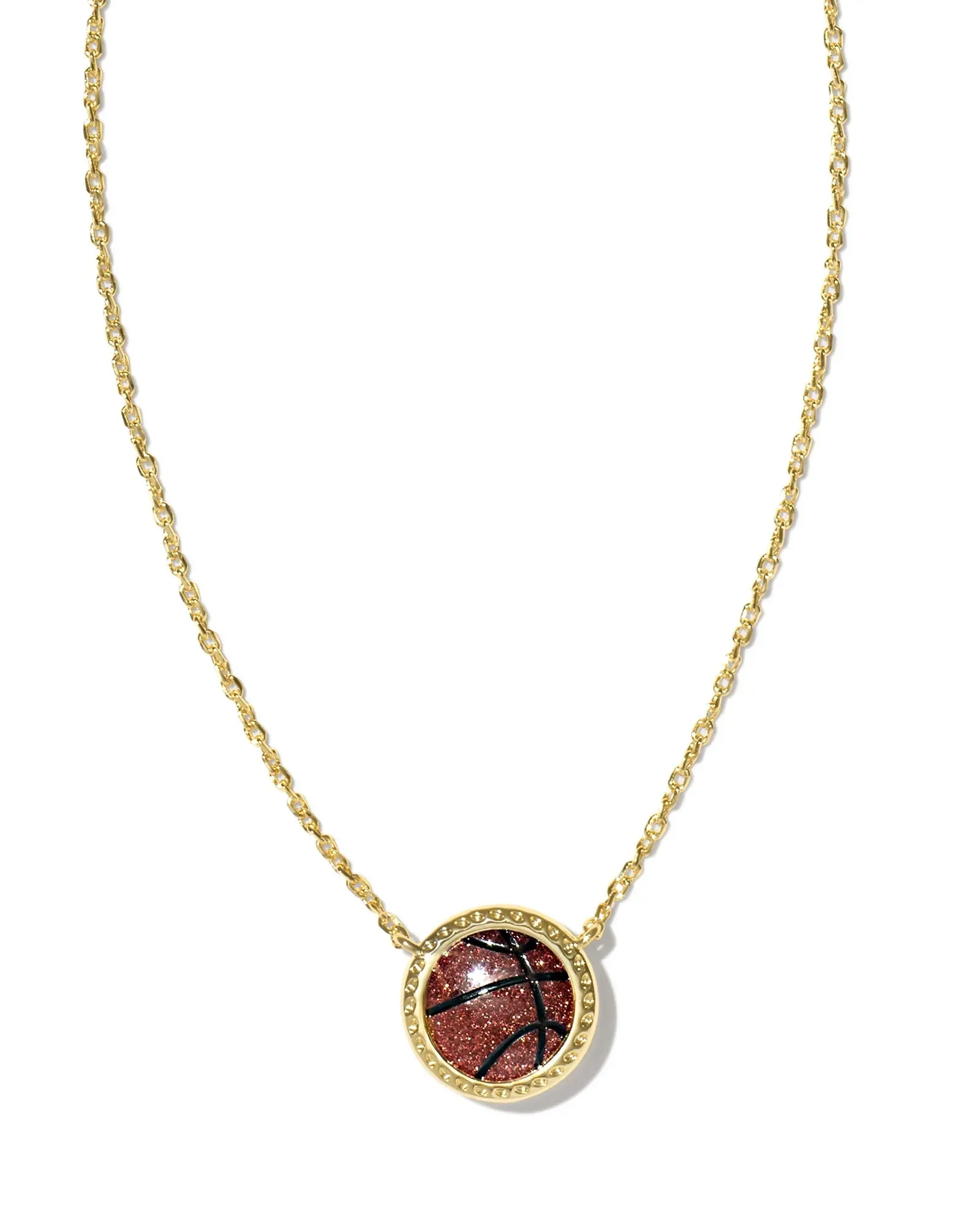 Basketball Short Pendant Necklace in Orange Goldstone (Silver or Gold)