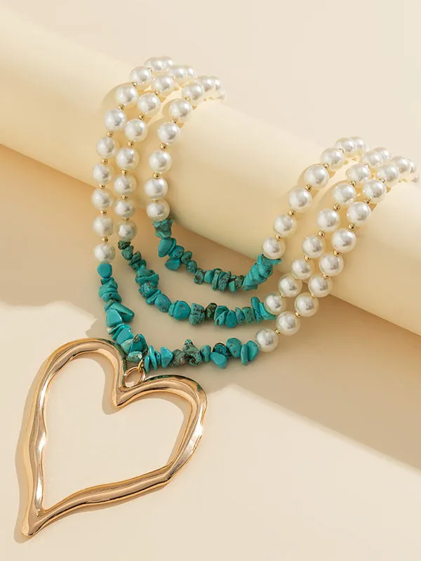 Beaded Contrast Color Heart Shape Necklaces Accessories Dainty Necklace