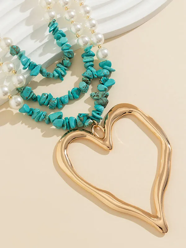Beaded Contrast Color Heart Shape Necklaces Accessories Dainty Necklace