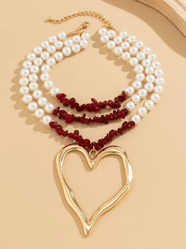 Beaded Contrast Color Heart Shape Necklaces Accessories Dainty Necklace