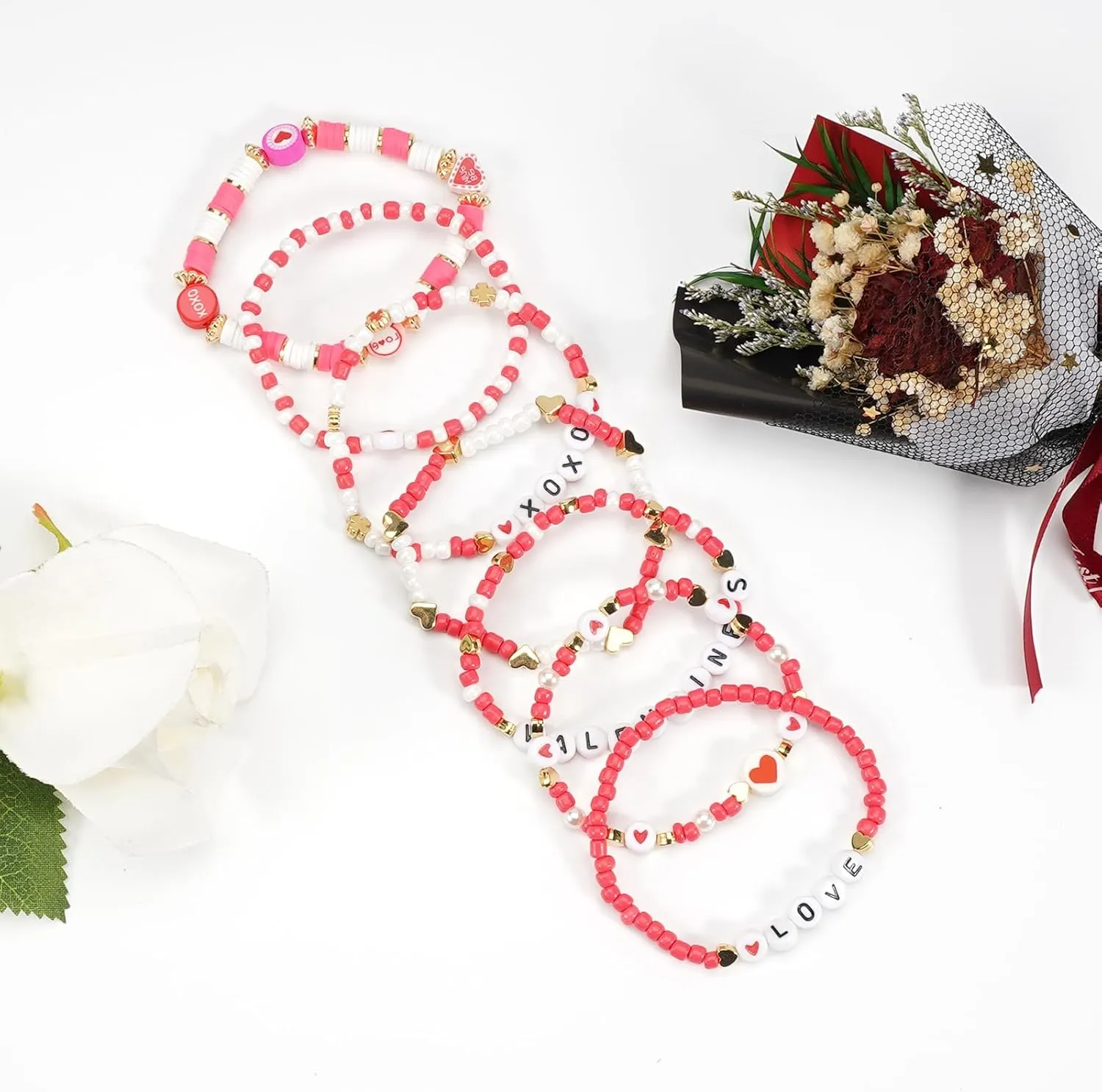 Beaded Stretch Bracelet Set for Women, Stackable Layered Design Bracelet